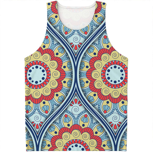 Pastel Ornament Mandala Print Men's Tank Top