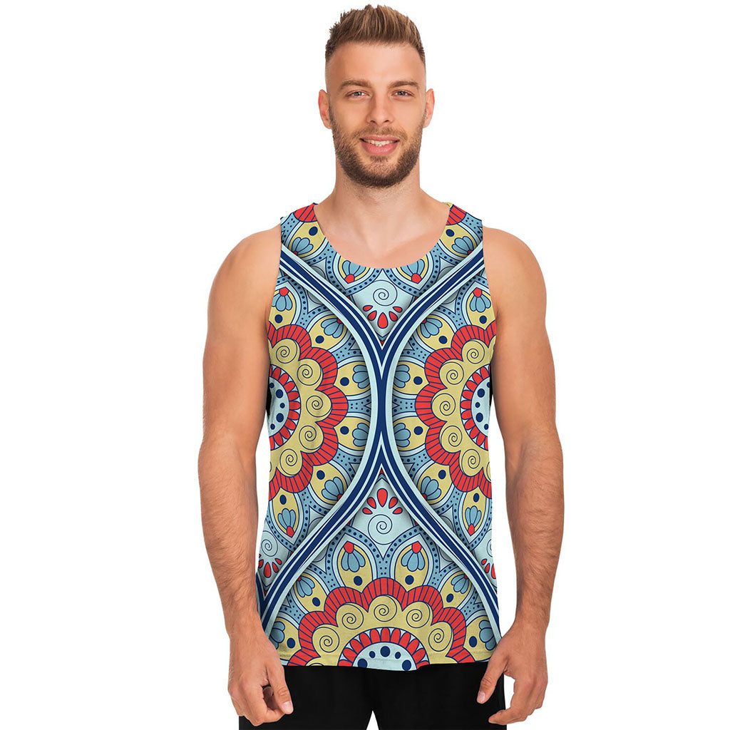 Pastel Ornament Mandala Print Men's Tank Top