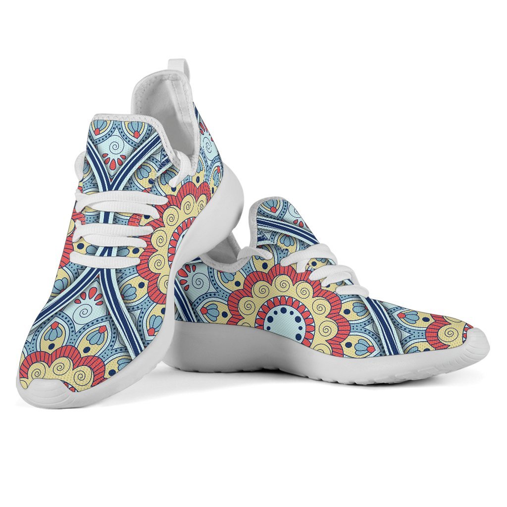 Pastel Ornament Mandala Print Mesh Knit Shoes GearFrost