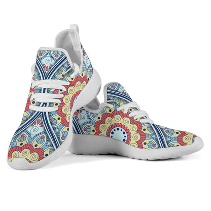 Pastel Ornament Mandala Print Mesh Knit Shoes GearFrost