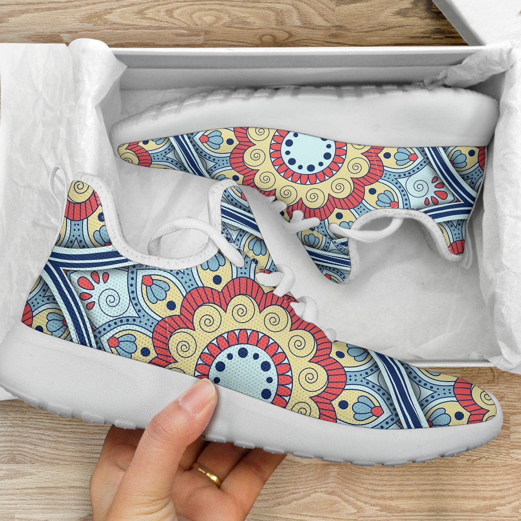 Pastel Ornament Mandala Print Mesh Knit Shoes GearFrost