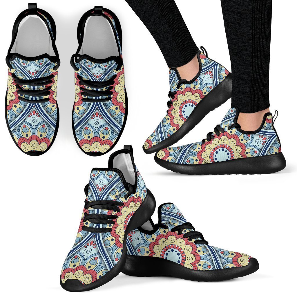 Pastel Ornament Mandala Print Mesh Knit Shoes GearFrost
