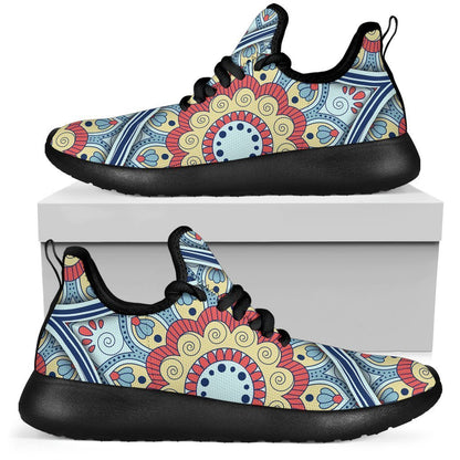 Pastel Ornament Mandala Print Mesh Knit Shoes GearFrost