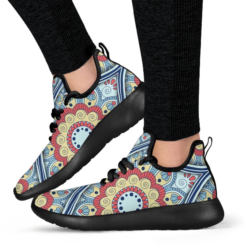 Pastel Ornament Mandala Print Mesh Knit Shoes GearFrost