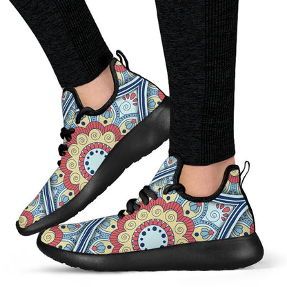 Pastel Ornament Mandala Print Mesh Knit Shoes GearFrost