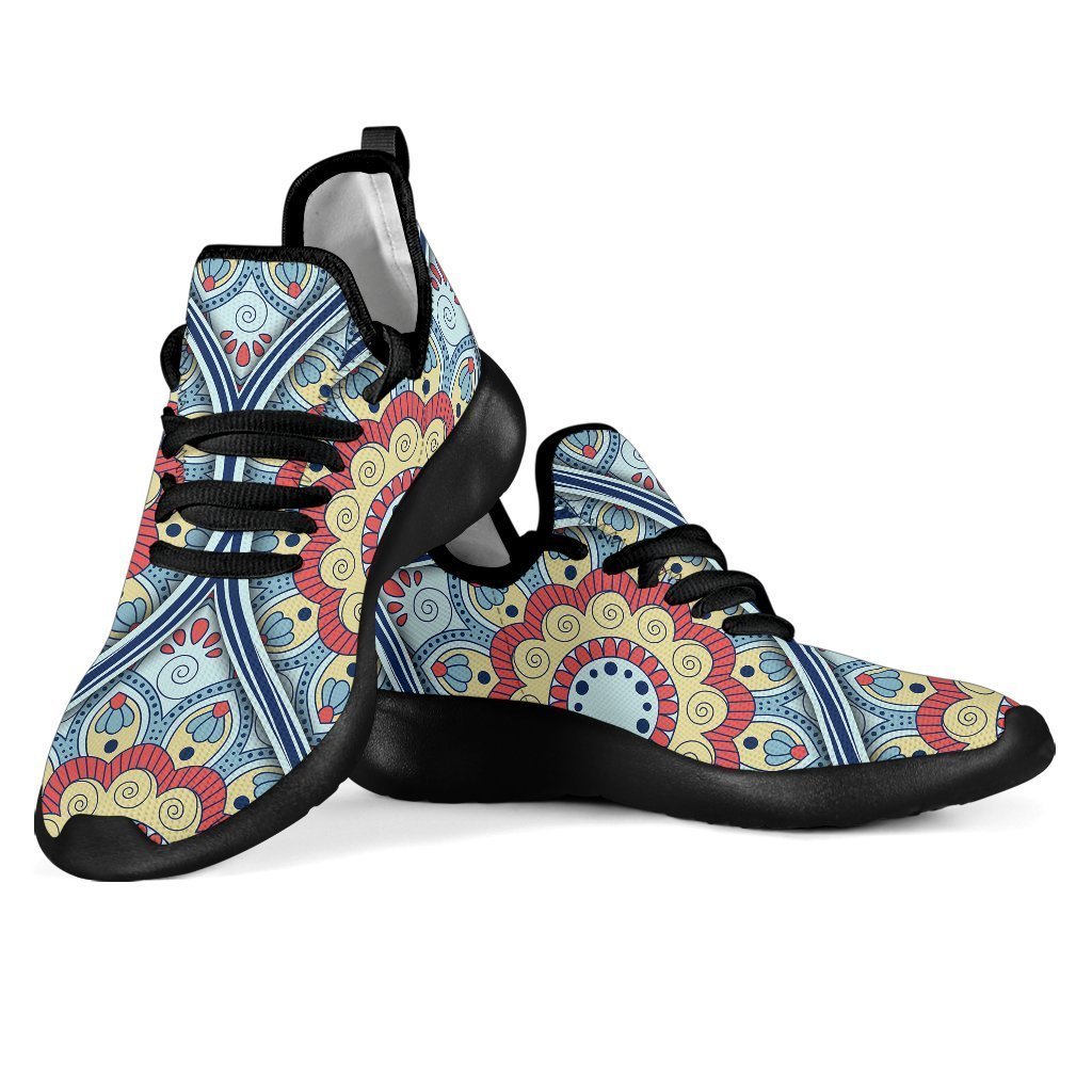 Pastel Ornament Mandala Print Mesh Knit Shoes GearFrost