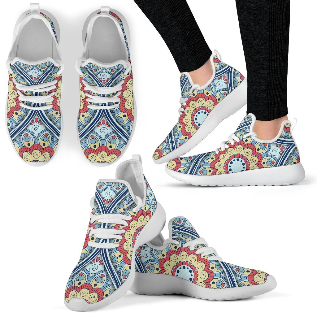 Pastel Ornament Mandala Print Mesh Knit Shoes GearFrost