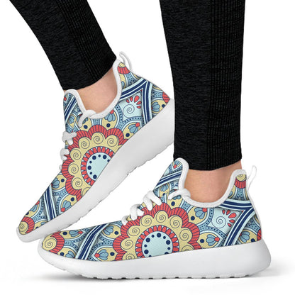 Pastel Ornament Mandala Print Mesh Knit Shoes GearFrost