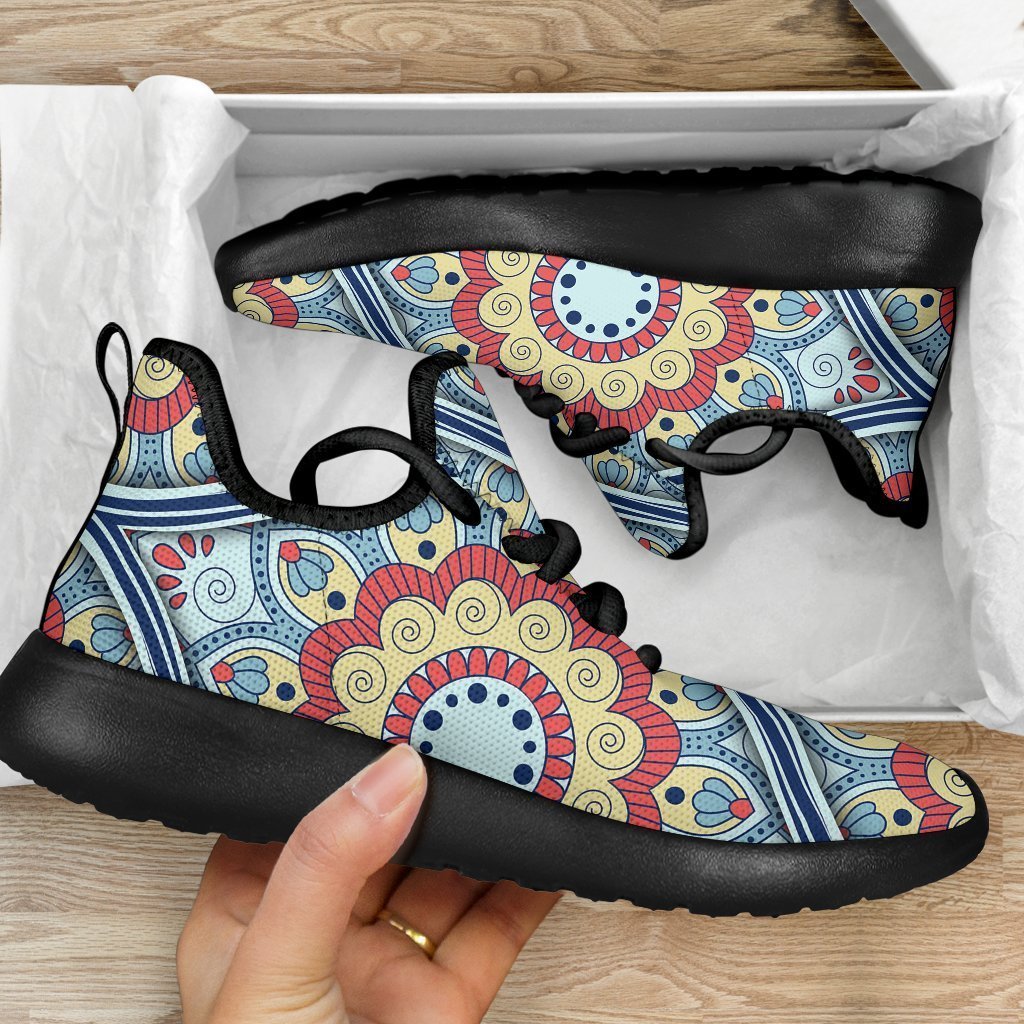 Pastel Ornament Mandala Print Mesh Knit Shoes GearFrost