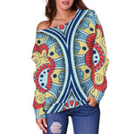 Pastel Ornament Mandala Print Off Shoulder Sweatshirt GearFrost