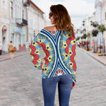 Pastel Ornament Mandala Print Off Shoulder Sweatshirt GearFrost