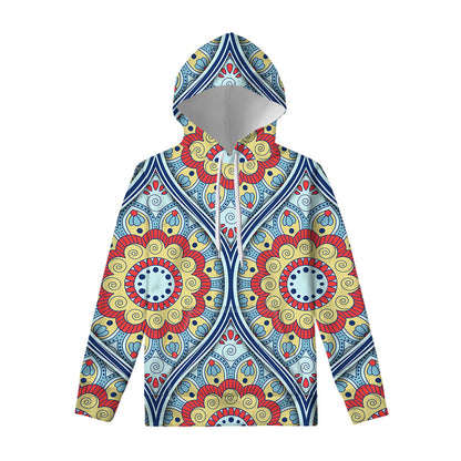 Pastel Ornament Mandala Print Pullover Hoodie