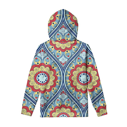 Pastel Ornament Mandala Print Pullover Hoodie