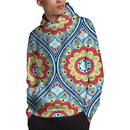 Pastel Ornament Mandala Print Pullover Hoodie