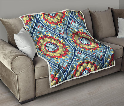 Pastel Ornament Mandala Print Quilt
