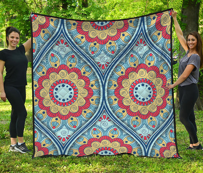 Pastel Ornament Mandala Print Quilt