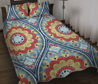 Pastel Ornament Mandala Print Quilt Bed Set