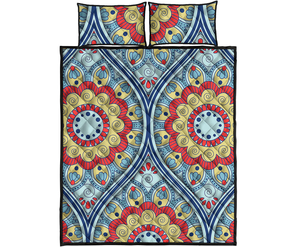 Pastel Ornament Mandala Print Quilt Bed Set