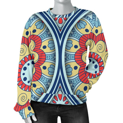 Pastel Ornament Mandala Print Women's Crewneck Sweatshirt GearFrost