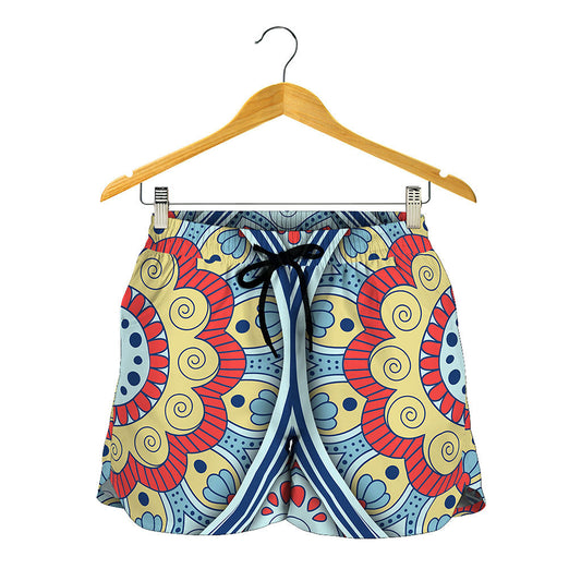 Pastel Ornament Mandala Print Women's Shorts