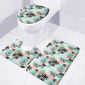 Pastel Palm Tree Pattern Print 3 Piece Bath Mat Set