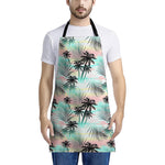 Pastel Palm Tree Pattern Print Apron