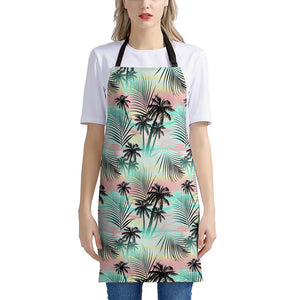 Pastel Palm Tree Pattern Print Apron