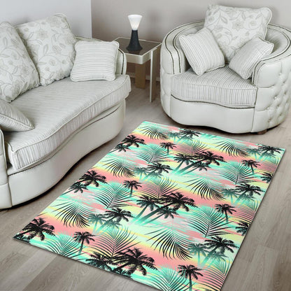 Pastel Palm Tree Pattern Print Area Rug GearFrost