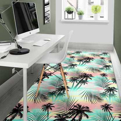 Pastel Palm Tree Pattern Print Area Rug GearFrost