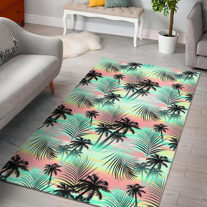Pastel Palm Tree Pattern Print Area Rug GearFrost