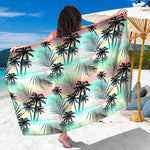 Pastel Palm Tree Pattern Print Beach Sarong Wrap