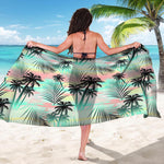 Pastel Palm Tree Pattern Print Beach Sarong Wrap