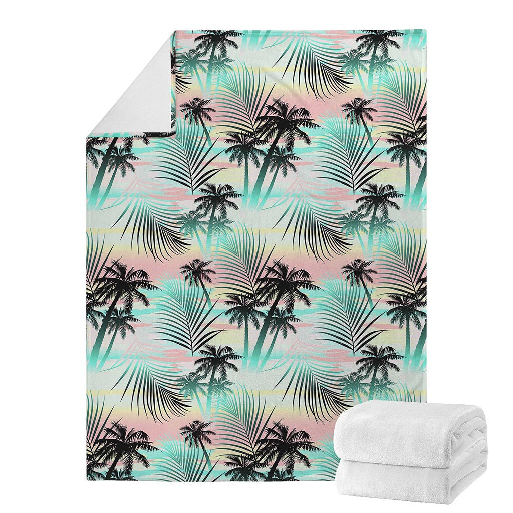 Pastel Palm Tree Pattern Print Blanket