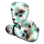Pastel Palm Tree Pattern Print Boxing Gloves