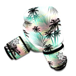 Pastel Palm Tree Pattern Print Boxing Gloves