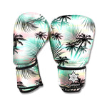 Pastel Palm Tree Pattern Print Boxing Gloves