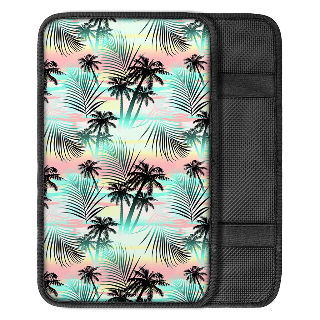 Pastel Palm Tree Pattern Print Car Center Console Cover