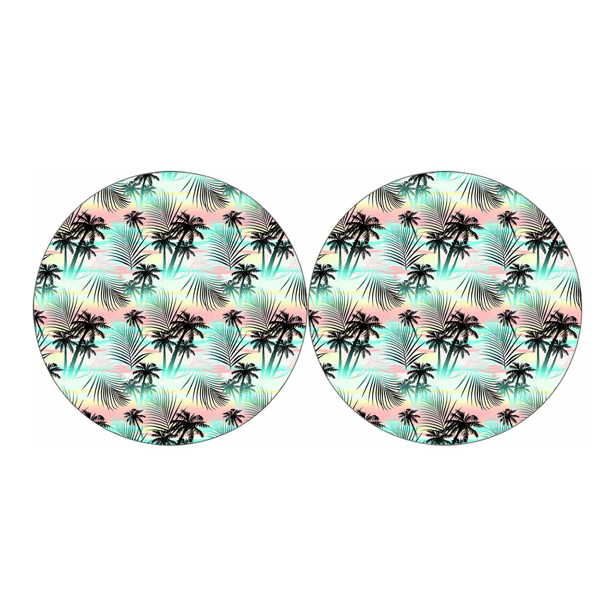 Pastel Palm Tree Pattern Print Car Coasters
