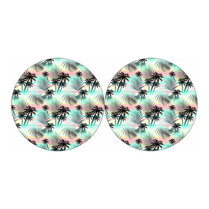 Pastel Palm Tree Pattern Print Car Coasters
