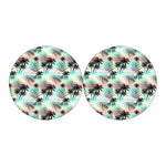 Pastel Palm Tree Pattern Print Car Coasters