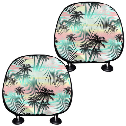 Pastel Palm Tree Pattern Print Car Headrest Covers
