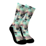 Pastel Palm Tree Pattern Print Crew Socks