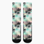 Pastel Palm Tree Pattern Print Crew Socks