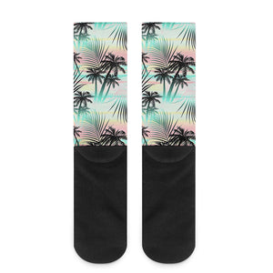 Pastel Palm Tree Pattern Print Crew Socks