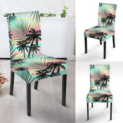 Pastel Palm Tree Pattern Print Dining Chair Slipcover