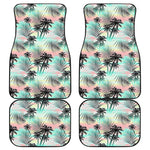 Pastel Palm Tree Pattern Print Front and Back Car Floor Mats