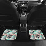 Pastel Palm Tree Pattern Print Front and Back Car Floor Mats