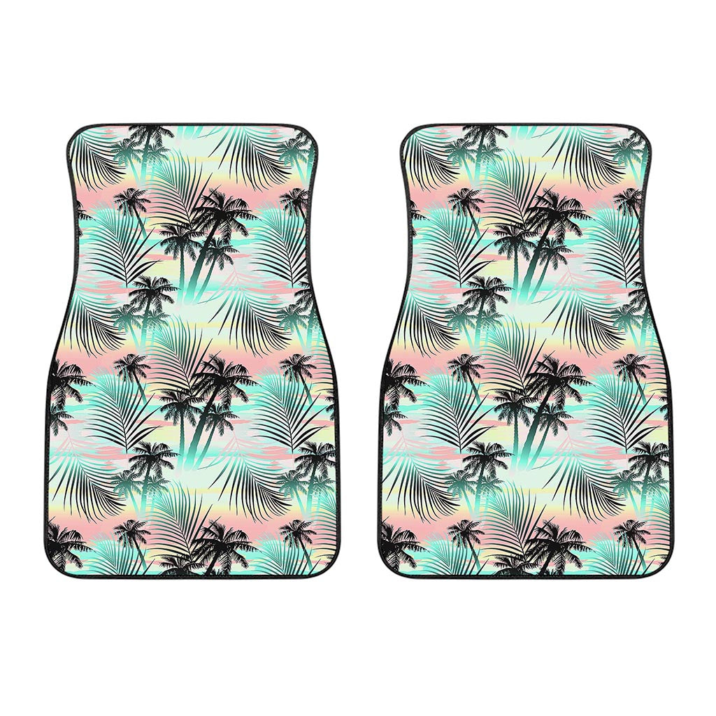 Pastel Palm Tree Pattern Print Front Car Floor Mats