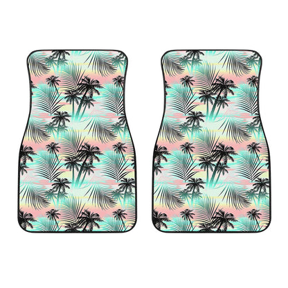 Pastel Palm Tree Pattern Print Front Car Floor Mats