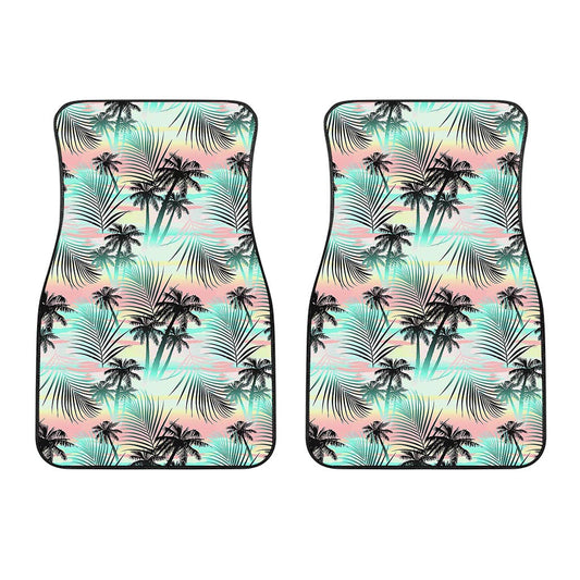 Pastel Palm Tree Pattern Print Front Car Floor Mats